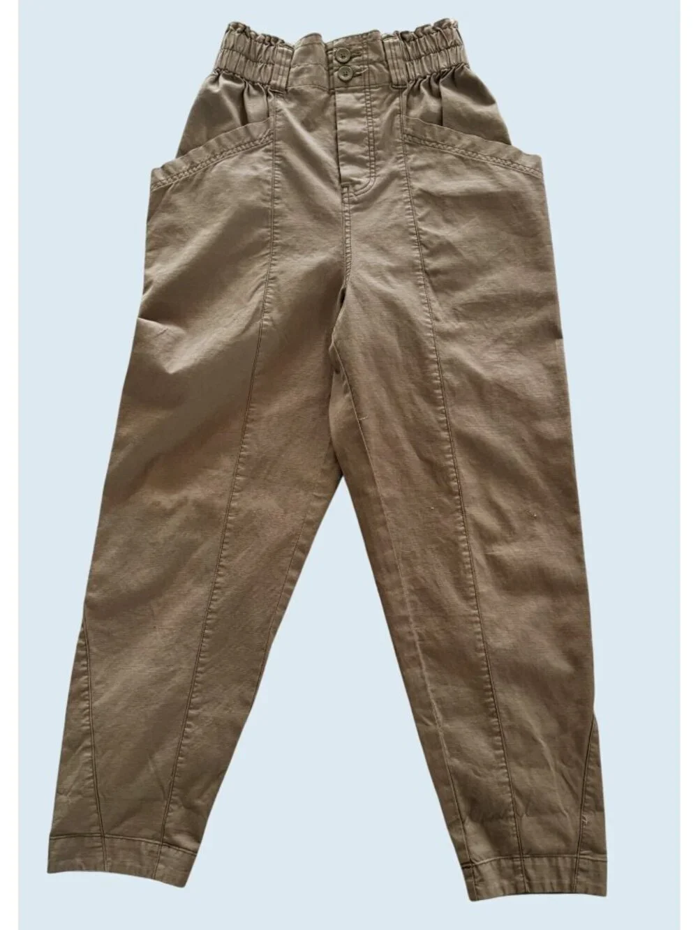 FREE PEOPLE Ready To Run Army Green Cinch Waist Barrel Pants Sz S